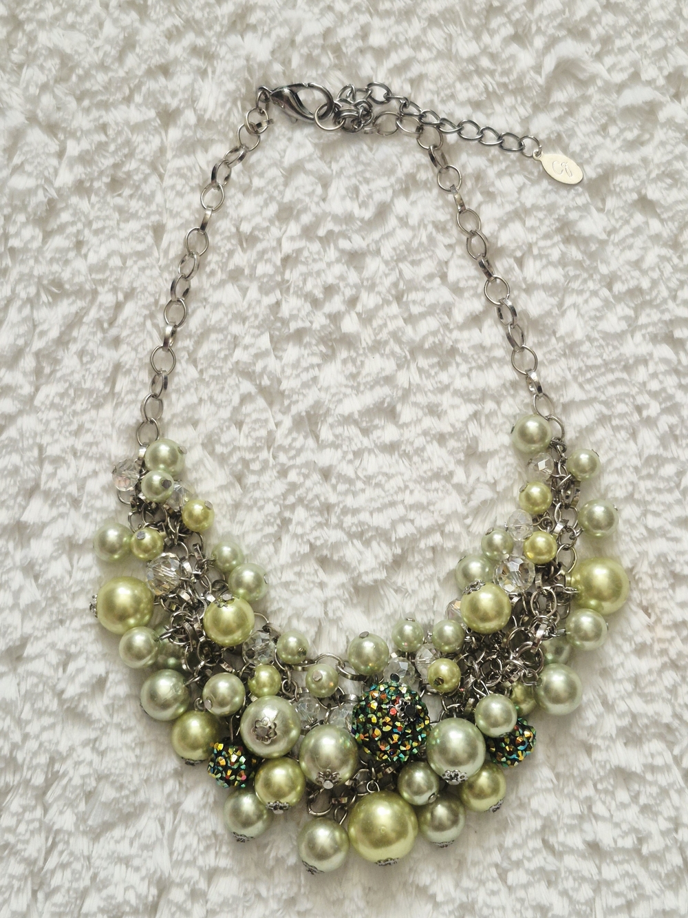 Vintage Faux Pearl Cluster Beaded Statement Necklace